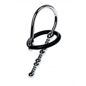 Серебристый уретральный плаг-бусины TOYFA Metal с мягким фиксириющим кольцом - ToyFa - купить с доставкой в Ноябрьске