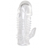 Прозрачная гелевая насадка с шипами и клиторальным отростком - 13 см. - Toyfa Basic - в Ноябрьске купить с доставкой