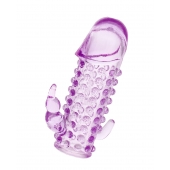 Закрытая фиолетовая насадка с 2 отростками - 13 см. - Toyfa Basic - в Ноябрьске купить с доставкой