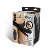 Полый страпон с двумя отростками и вибрацией Unisex Vibrating Hollow Strap-On Double Penetrating Dildo - 17,8 см. - Lux Fetish - купить с доставкой в Ноябрьске