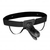 Полый страпон с двумя отростками и вибрацией Unisex Vibrating Hollow Strap-On Double Penetrating Dildo - 17,8 см. - Lux Fetish - купить с доставкой в Ноябрьске