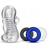 Набор для мужчин Jerk Off: мастурбатор и 3 эрекционных кольца - Blush Novelties - в Ноябрьске купить с доставкой