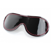 Чёрная перфорированная маска из кожи с красной строчкой - БДСМ Арсенал - купить с доставкой в Ноябрьске