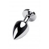 Серебристая коническая анальная пробка с красным кристаллом - 8 см. - ToyFa - купить с доставкой в Ноябрьске