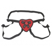 Трусики с красным сердечком для страпона - Lux Fetish - купить с доставкой в Ноябрьске