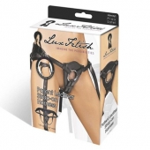 Черные трусики для страпона из патентованной кожи - Lux Fetish - купить с доставкой в Ноябрьске