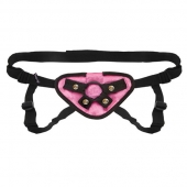 Черно-розовые плюшевые трусики для страпона - Lux Fetish - купить с доставкой в Ноябрьске
