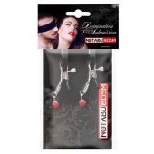 Металлические зажимы на соски с декором в виде красных шариков - Notabu - купить с доставкой в Ноябрьске