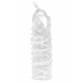 Закрытая рельефная насадка Crystal sleeve snakes в виде змеи с усиками - 14 см. - Erowoman-Eroman - в Ноябрьске купить с доставкой