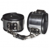 Эффектные серебристо-черные наручники с металлическим блеском - Sitabella - купить с доставкой в Ноябрьске