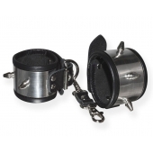 Серебристо-черные наручники с шипами и металлическим блеском - Sitabella - купить с доставкой в Ноябрьске