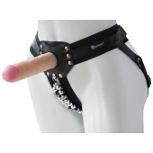 Черный пояс-трусики с насадкой  Гламур Dana  - 15,5 см. - LOVETOY (А-Полимер) - купить с доставкой в Ноябрьске