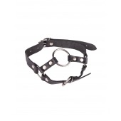 Кляп-кольцо на чёрных кожаных ремешках с застёжкой - Sitabella - купить с доставкой в Ноябрьске