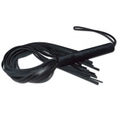 Чёрная кожаная плеть с жесткой ручкой - 63 см. - Sitabella - купить с доставкой в Ноябрьске