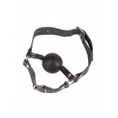 Чёрный кляп-шар на кожаных ремешках с пряжкой - Sitabella - купить с доставкой в Ноябрьске