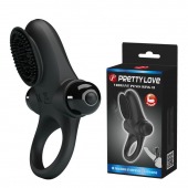 Черное эрекционное виброкольцо в клиторальной щеточкой Vibrant Penis Ring II - Baile - в Ноябрьске купить с доставкой