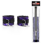 Фиолетово-черные наручники с карабинами - Notabu - купить с доставкой в Ноябрьске