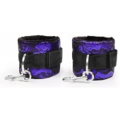 Фиолетово-черные наручники с карабинами - Notabu - купить с доставкой в Ноябрьске