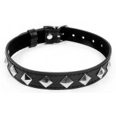 Черный ошейник с серебристыми ромбиками - Notabu - купить с доставкой в Ноябрьске