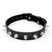 Черный ошейник с серебристыми шипами - Notabu - купить с доставкой в Ноябрьске