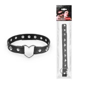 Черный ошейник с серебристыми ромбиками и сердечком - Notabu - купить с доставкой в Ноябрьске