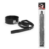 Черный ошейник на поводке с ручкой-петлей - Notabu - купить с доставкой в Ноябрьске