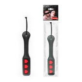 Черная шлепалка NOTABU с красными сердечками - 32 см. - Notabu - купить с доставкой в Ноябрьске