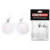 Зажимы для сосков с белым пушком - Notabu - купить с доставкой в Ноябрьске