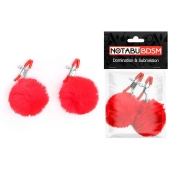 Зажимы для сосков с красным пушком - Notabu - купить с доставкой в Ноябрьске