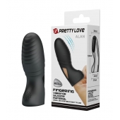 Черная вибронасадка на палец с ребрышками Alan - Baile