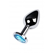 Серебристая конусовидная анальная пробка с голубым кристаллом - 8 см. - ToyFa - купить с доставкой в Ноябрьске