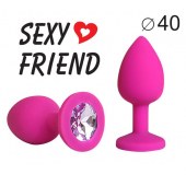 Ярко-розовая анальная пробка с сиреневым кристаллом - 9,5 см. - 1137 - купить с доставкой в Ноябрьске