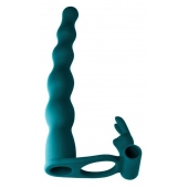 Зеленая вибронасадка для двойного проникновения Jungle Bunny - 17 см. - Lola Games - купить с доставкой в Ноябрьске