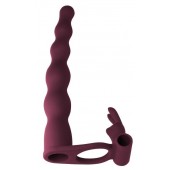 Бордовая вибронасадка для двойного проникновения Jungle Bunny - 17 см. - Lola Games - купить с доставкой в Ноябрьске