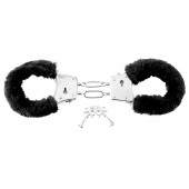 Меховые чёрные наручники Beginner s Furry Cuffs - Pipedream - купить с доставкой в Ноябрьске