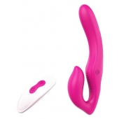 Ярко-розовый безремневой страпон REMOTE DOUBLE DIPPER - 22 см. - Dream Toys - купить с доставкой в Ноябрьске