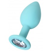 Мятная анальная пробка с прозрачным кристаллом Brilliant - 7 см. - ToyFa - купить с доставкой в Ноябрьске