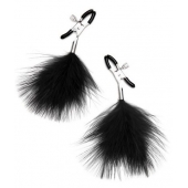 Зажимы для сосков с черными перьями - Lux Fetish - купить с доставкой в Ноябрьске