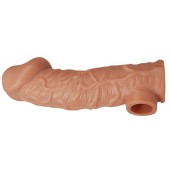 Телесная насадка на фаллос с отверстием для мошонки EXTREME SLEEVE - 17,6 см. - KOKOS - в Ноябрьске купить с доставкой