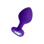 Фиолетовая анальная втулка Diamond Heart с прозрачным кристаллом - 8 см. - ToyFa - купить с доставкой в Ноябрьске