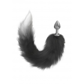 Серебристая анальная пробка с черным хвостом Galaxy - Lola Games - купить с доставкой в Ноябрьске