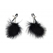 Зажимы на соски с черным пухом Euphoric - Lola Games - купить с доставкой в Ноябрьске