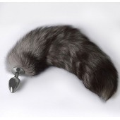 Серебристая коническая анальная пробка с пушистым хвостиком - Sitabella - купить с доставкой в Ноябрьске