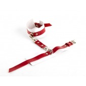 Бело-красные оковы из натуральной кожи - БДСМ Арсенал - купить с доставкой в Ноябрьске