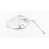 Белый чокер из натуральной кожи с поводком - БДСМ Арсенал - купить с доставкой в Ноябрьске