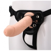 Черные трусики с телесной насадкой STRAP ON REAL DILDO - 21 см. - Dream Toys - купить с доставкой в Ноябрьске