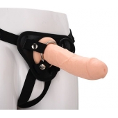 Черные трусики с телесной насадкой STRAP ON REAL DILDO - 21 см. - Dream Toys - купить с доставкой в Ноябрьске