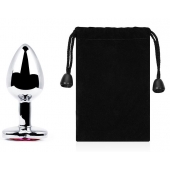 Серебристая анальная пробка с розовым кристаллом-сердечком - 7 см. - Anal Jewelry Plug - купить с доставкой в Ноябрьске