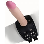 Черный пояс на бедро  Люкс  с телесной насадкой - LOVETOY (А-Полимер) - купить с доставкой в Ноябрьске