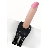 Черный узкий пояс на бедро с телесной насадкой - LOVETOY (А-Полимер) - купить с доставкой в Ноябрьске